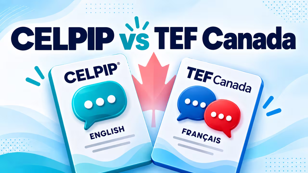 Overlapping English CELPIP and French TEF Canada language cards