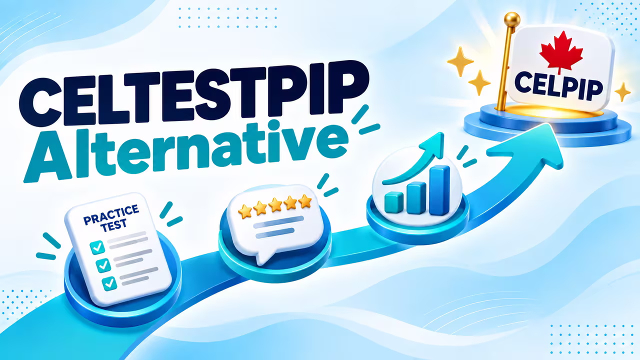 Practice, feedback and progress steps leading toward CELPIP preparation