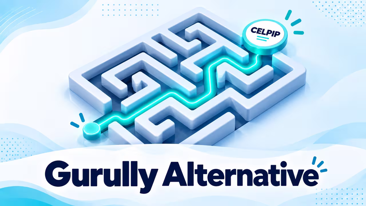 Teal path through a maze toward a CELPIP destination